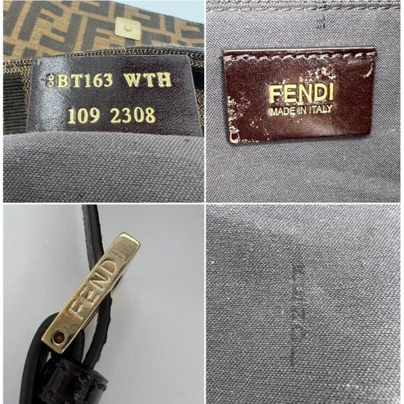 FENDI MIA Brown & Black FF Zucca Logo Single Leather Shoulder Strap Hand… - Picture 11 of 13